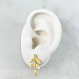Stud Earrings Mermaid Leaf 2.75gr / 2cm / White Zircons Yellow Gold Stud Earrings Mermaid Leaf 2.75gr / 2cm / White Zircons Yellow Gold