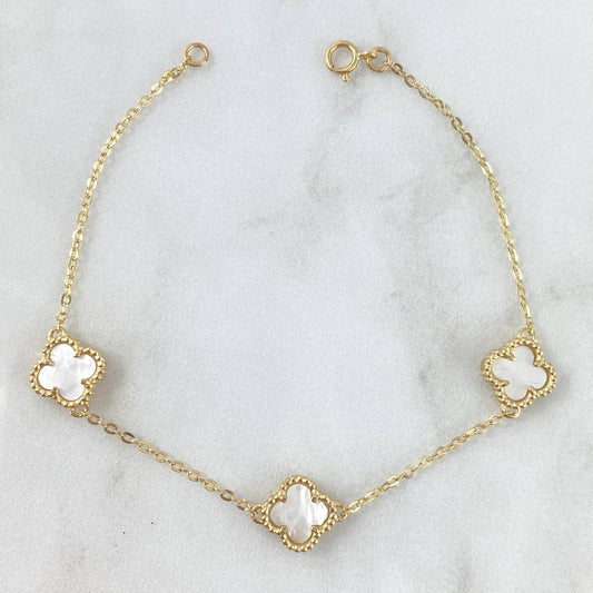 Pulso Aro Seguido Trebol 5.3gr / 18cm-19cm / Nac.Esp. Oro 18K