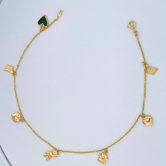 Tobillera Aro Seguido 3.7gr / 10 1/4 in / 1.27mm Oro Amarillo 18K &