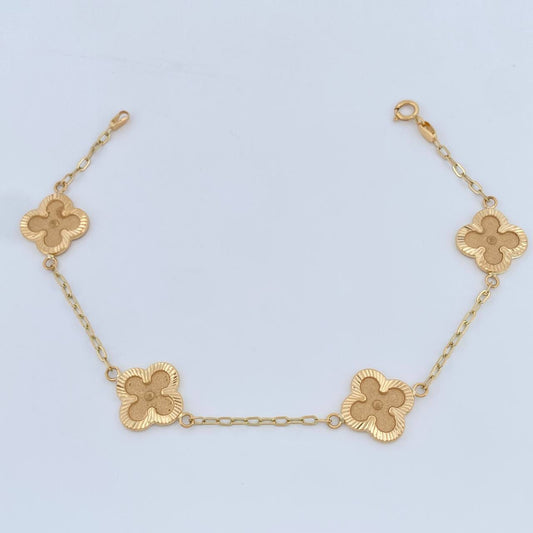 Pulso Trebol Cajon 3.7gr / 7 1/2 in / 1.7mm Oro Amarillo 18K %