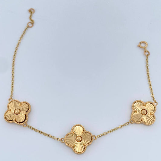 Pulso Trebol Aro Seguido 6.45gr / 7 1/2 in / 1.45mm Oro Amarillo 18K %