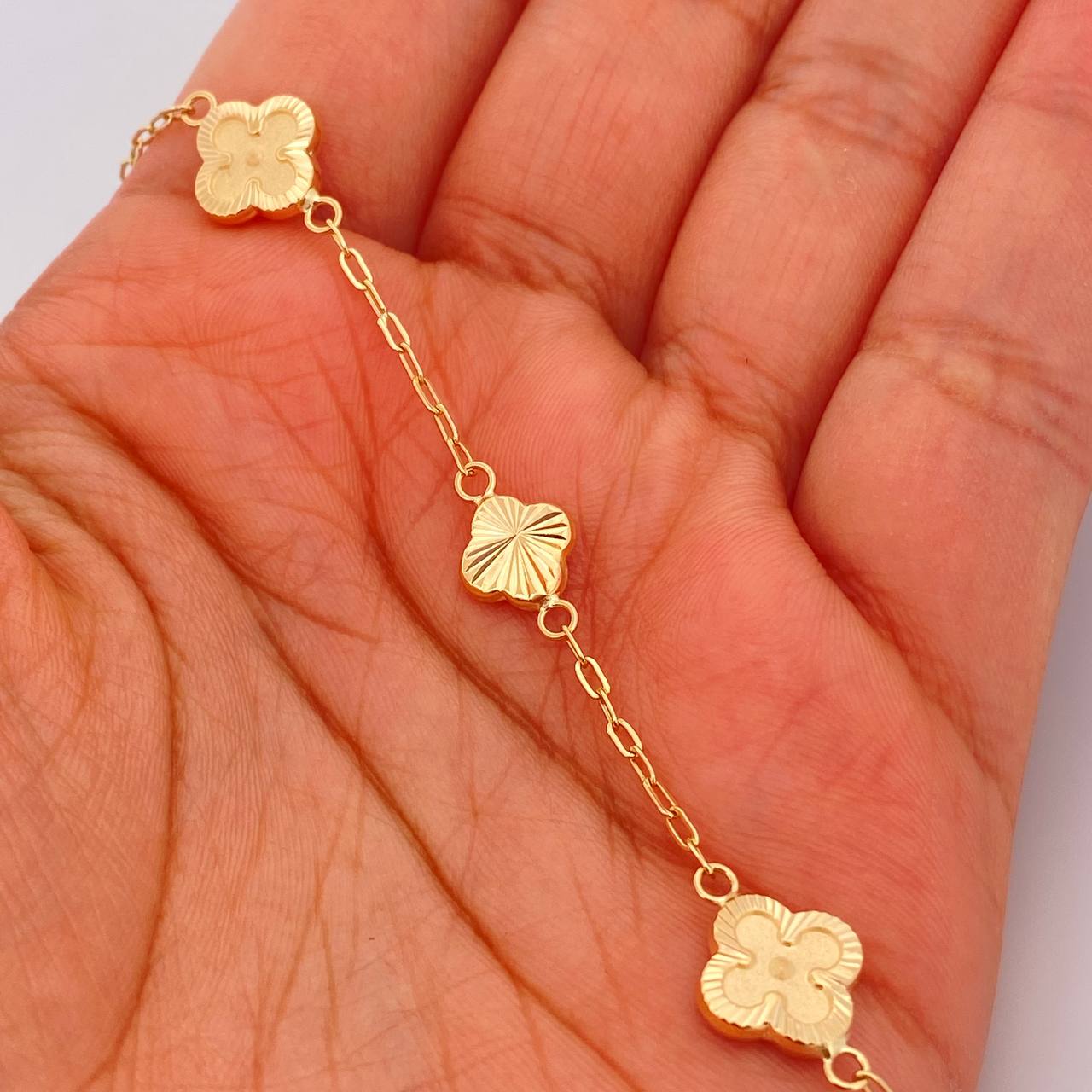 Pulso Cajon Treboles 3.25gr / 7 1/2 in / 1mm Oro Amarillo 18K & Pulso Cajon Treboles 3.25gr / 7 1/2 in / 1mm Oro Amarillo 18K &