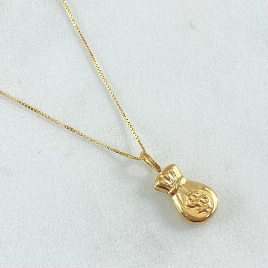 Set Cadena Veneciana 1gr / 45cm / 0.6mm + Dije Bolsa Dinero 0.5gr / 1.5cm / 1.5gr Oro Amarillo 18K (Oferta) ©