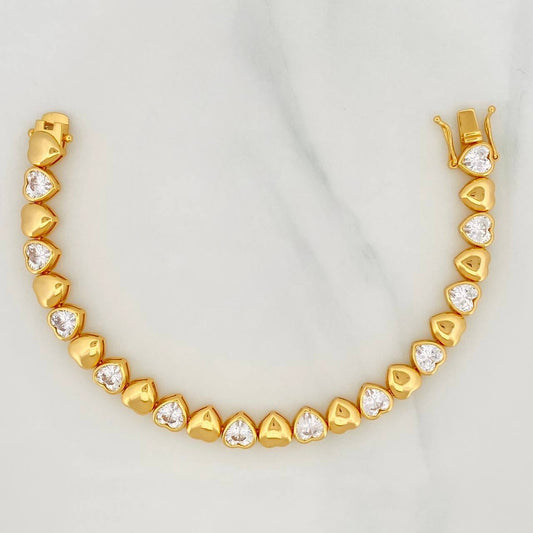 Pulso Corazones 16.6g / 7 1/4 in / 7.45mm Plata Vermeil 925