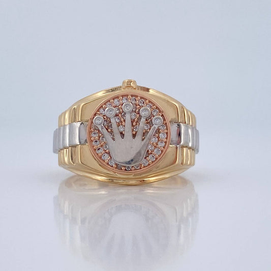 Anillo Correa Corona 6.5gr / T8 1/2 / Tres Oros 18K %
