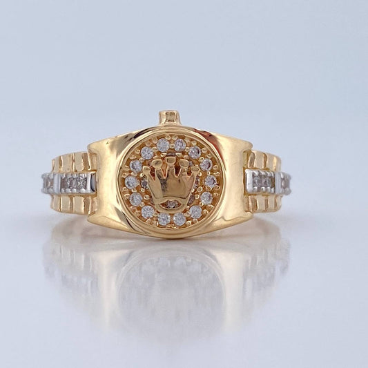 Anillo Correa Corona 3.45gr / T6 / Dos Oros Amarillo Blanco 18K %
