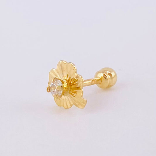 Piercing Trebol Chispa Central 0.45g / 1/2 in Oro Amarillo 18K