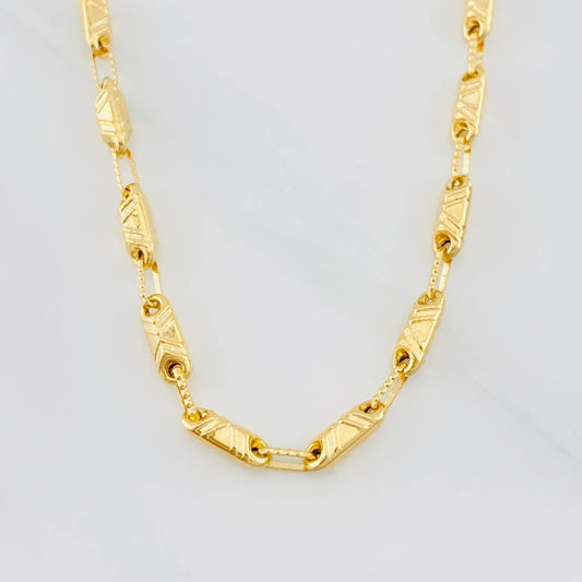 Cadena Eslabón Texturizado 13.85g / 26 in / 3.5mm Oro Amarillo 18K
