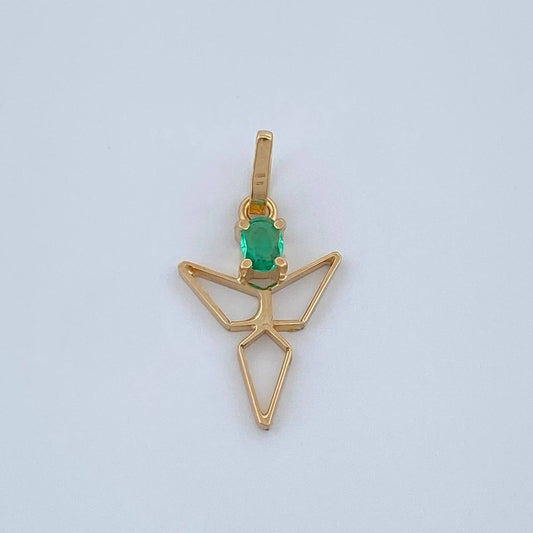 Dije Angel Figura Esmeralda 0.5gr / 3/4 in / Oro Amarillo 18K %