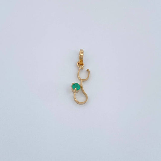 Dije Fonendoscopio Figura Esmeralda 0.35gr / 3/4 in / Oro Amarillo 18K %