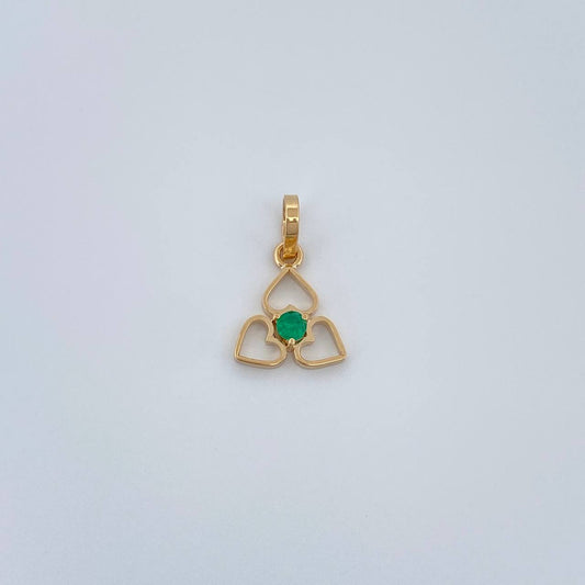 Dije Corazon Treboles Esmeralda 0.45gr / 1/2 in / Oro Amarillo 18K %