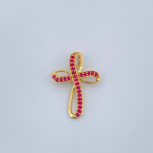 Dije Cruz Liston Rubys 1gr / 3/4 in / Oro Amarillo 18K %