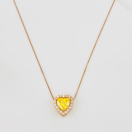 Cadena Veneciana Corazon Moisanita 1.68 qts 2.15g / 18 in / 0.6mm Oro Rosa 18K
