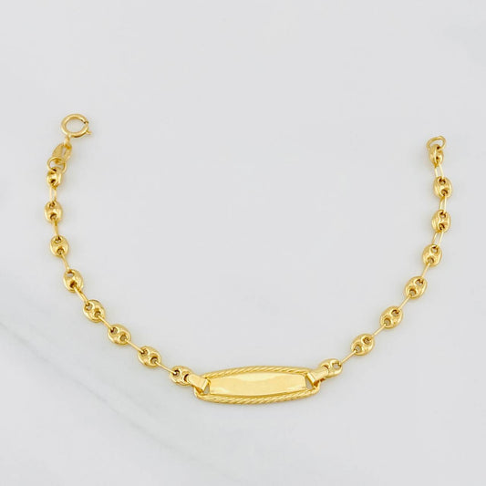 Pulso Bebé GC Placa Ovalada Trenzada 1.95g / 5 3/4 in / 3.4mm Oro Amarillo 18K