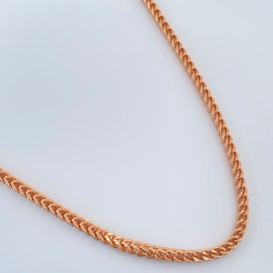 Cadena Franco 8.75gr / 23 1/2 in / 2.1mm Oro Rosa +3 18K &