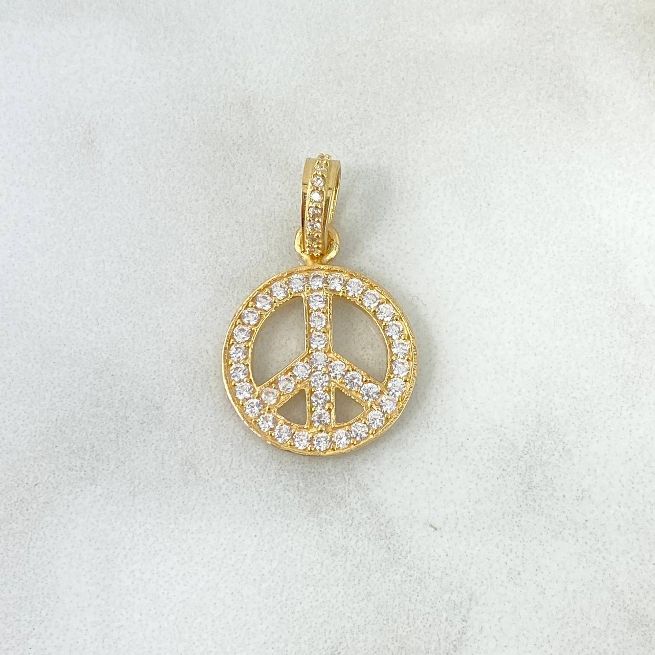 Dije Simbolo Paz 2.3gr / 2.5cm / Circones Blancos Oro Amarillo Dije Simbolo Paz 2.3gr / 2.5cm / Circones Blancos Oro Amarillo
