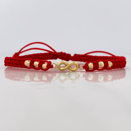 Red Woven Bracelet Infinity Yellow Gold 18K