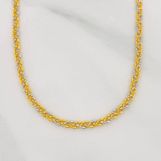 Cadena Morse 8.15g / 28 in / 2.4mm Dos Oros Amarillo Blanco 18K