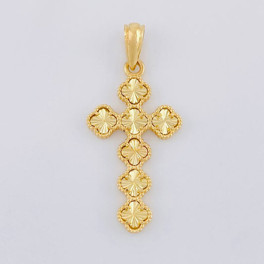 Dije Cruz Trébol Diamantada 2.6g / 1 1/2 in Oro Amarillo 18K