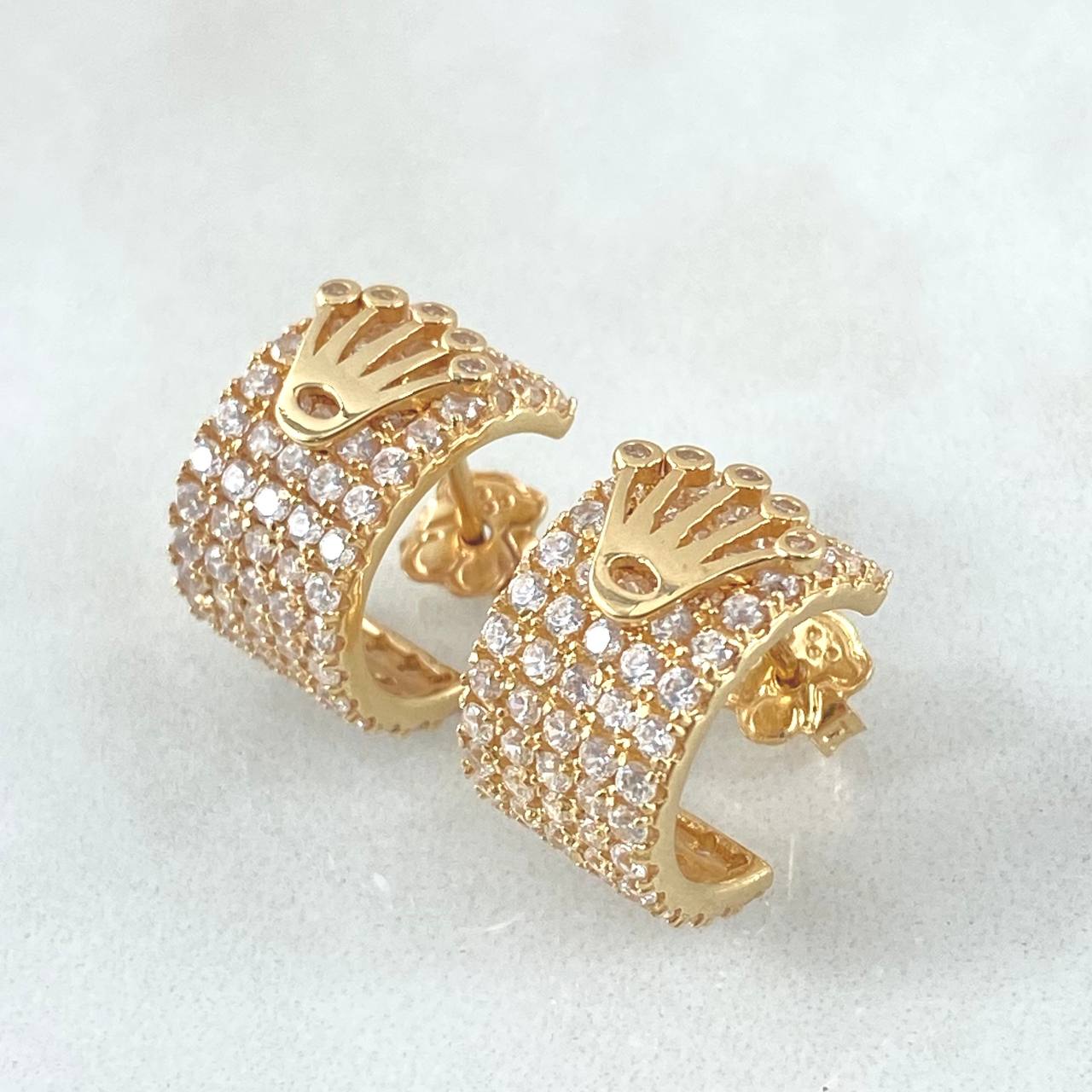 Hoop Earrings Curved Line Crown 6.5gr / 1.5cm / 18K Gold Hoop Earrings Curved Line Crown 6.5gr / 1.5cm / 18K Gold