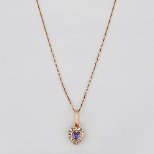 Set Venetian Chain + Heart Pendant / 1.51g / 18 in Rose Gold 18K