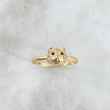 Bear Head Ring 1.75gr / Size 7 3/4 / White-Black Zircons Yellow Gold Bear Head Ring 1.75gr / Size 7 3/4 / White-Black Zircons Yellow Gold