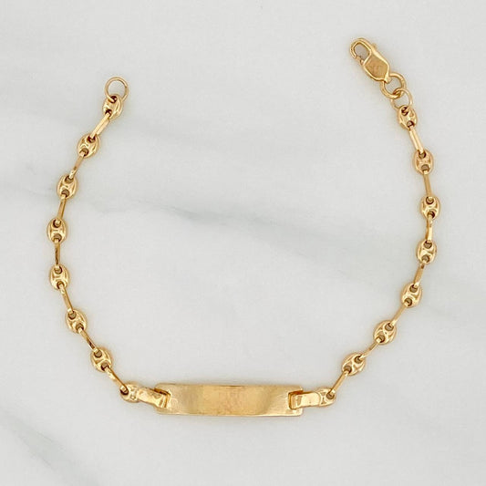 Bracelet Baby GC Rectangular Plate 1.75g / 5 1/2 in / 3.1mm Yellow Gold 18K