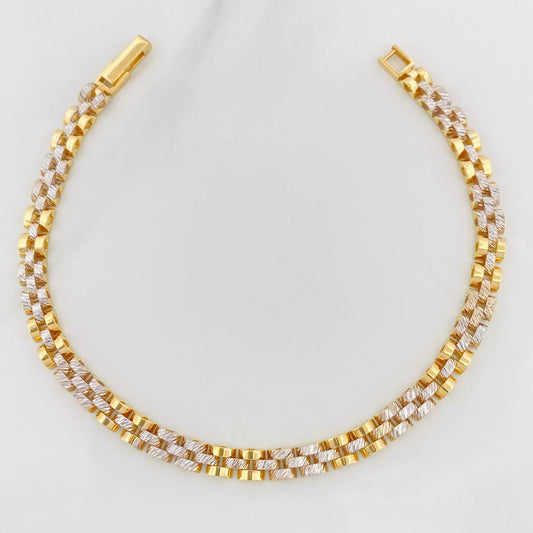 Bracelet Strap 11.5g / 8 in / 4.61mm Two-Tone Yellow White Gold 18K
