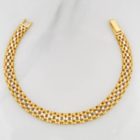 Bracelet Strap 14.2g / 7 1/2 in / 6.71mm Two-Tone Yellow White Gold 18K
