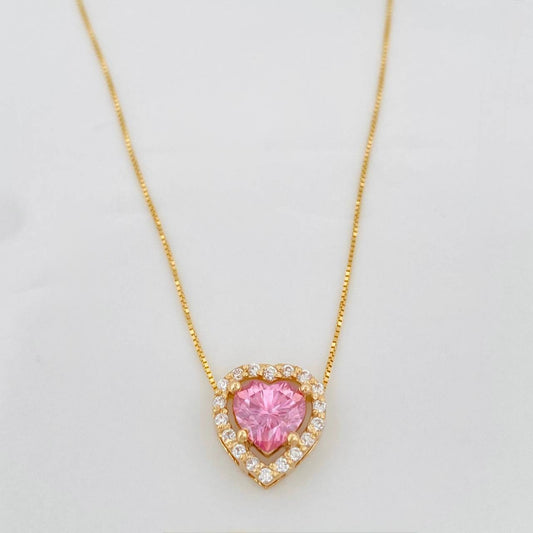Venetian Chain Set + Moissanite Heart Pendant 1.02 Qts / 2.4g / 16 in 18K Yellow Gold