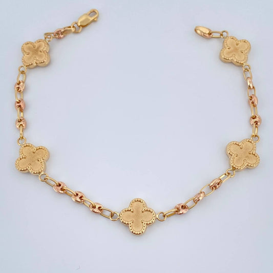 Pulso Trebol GC 5gr / 7 1/2 in / Dos Oros Amarillo Rosa 18K $
