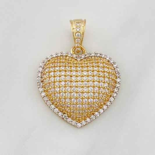 Dije Corazon Tupido 3.3g / 3/4 in Dos Oros Amarillo Blanco 18K