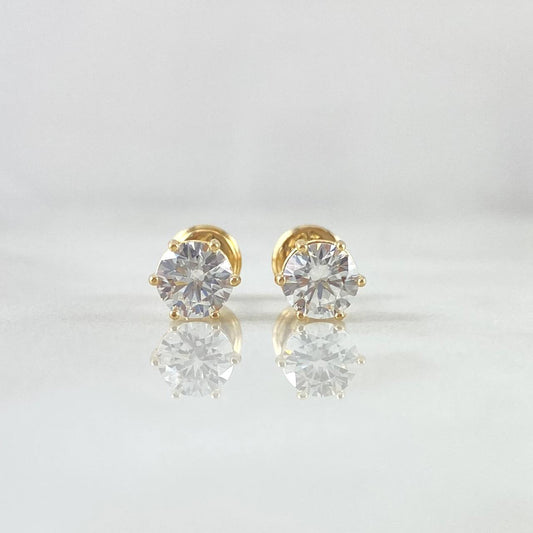 Topos Piedra Seis Garras 1.1gr / 5.4mm Circon Blanco Oro Amarillo 18K
