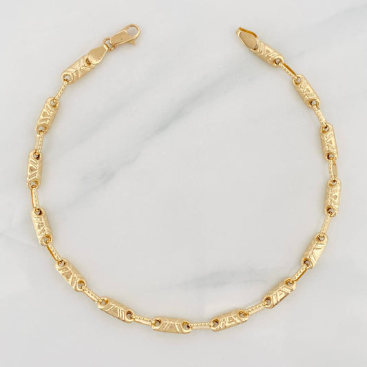 Rustic Bracelet Barrel Eclipse 4.35g / 8 1/4 in / 3.5mm Yellow Gold 18K