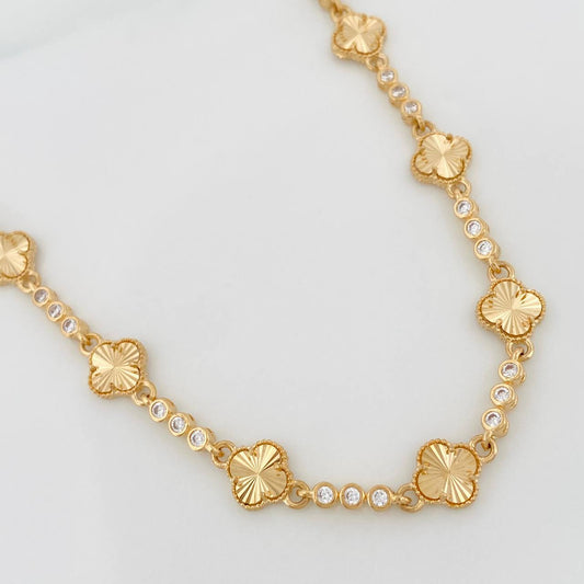 Cadena Halo Trebol 16.85g / 15 3/4 in / 2.8mm Oro Amarillo 18K