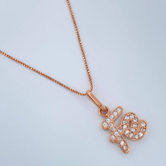 Set Cadena y Dije Veneciana + Fe 2gr / 0.55mm Oro Rosa 18K &