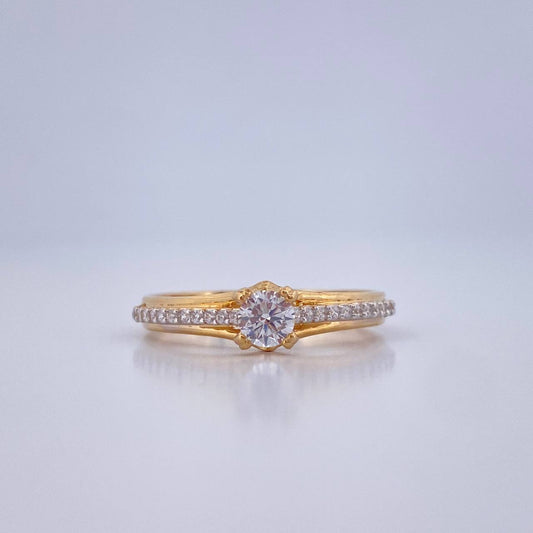 Anillo Solitario Puente 2.1gr / T7 1/4 / Dos Oros Amarillo Blanco 18K &