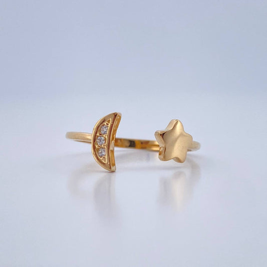 Anillo Abrazo Estrella Luna 1.55gr / T4 3/4 / Oro Amarillo 18K %