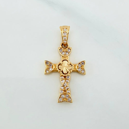 Dije Cruz Trebol 1.6 g / 1 in Oro Amarillo 18K