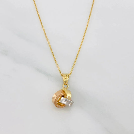 Classic Link Chain + Knot Pendant / 1.75g / 18 in Three Golds 18K