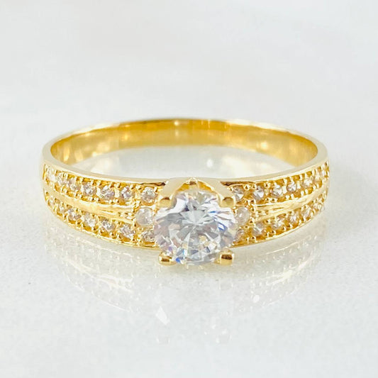 Anillo Solitario Doble Carril 2.5gr / T6 1/4 / Oro Amarillo 18K ©
