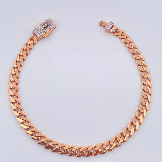 Bracelet Cubana Monaco 6.2gr / 7 1/4 in / 4.8mm Two Golds Rose White +4 18K $
