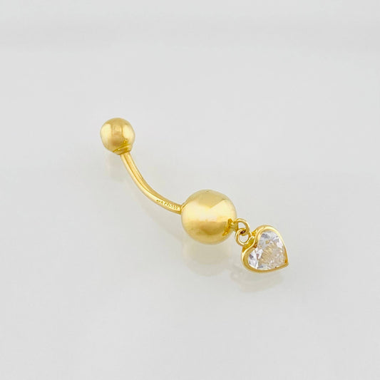 Piercing Curvo Corazon 0.75g / 1 in Oro Amarillo 18K