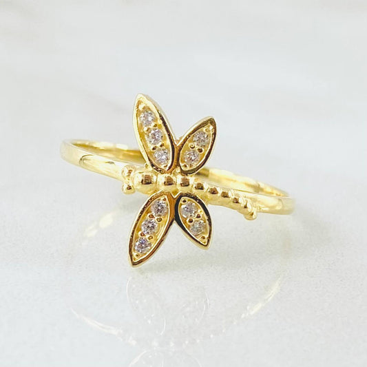 Anillo Libelula 1.6gr / T6 3/4 / Oro Amarillo 18K ©