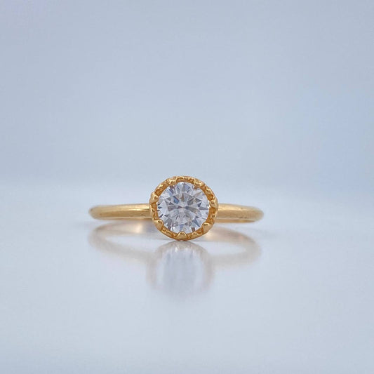 Anillo Solitario Halo 1.7gr / T6 3/4 / Oro Amarillo 18K %