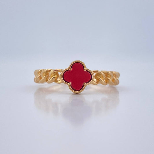 Anillo Trebol Cubana 3gr / T6 3/4 / Oro Amarillo Nac.Esp. 18K %