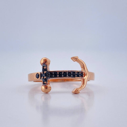 Anillo Ancla 2.45gr / T6 1/4 / Dos Oros Negro Rosa 18K %