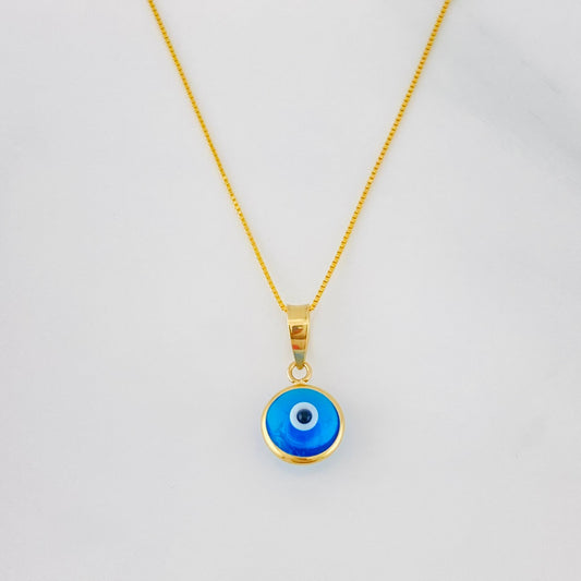 Set Cadena Veneciana + Dije Ojo Turco / 1.55g / 18 in Oro Amarillo 18K