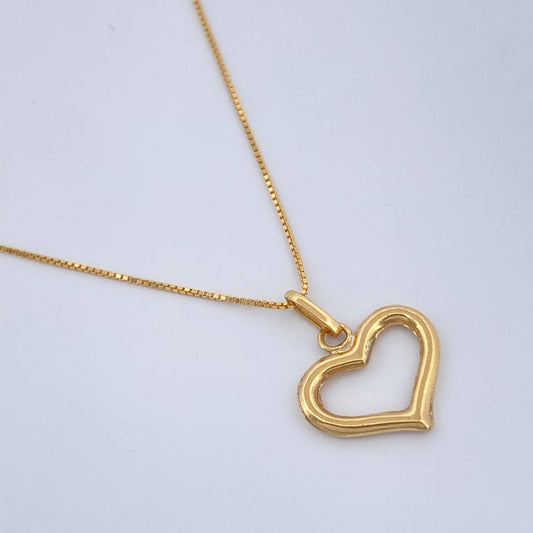 Set Cadena y Dije Veneciana + Silueta Corazon 1.75gr / 17 3/4 in / 1mm Oro Amarillo 18K %