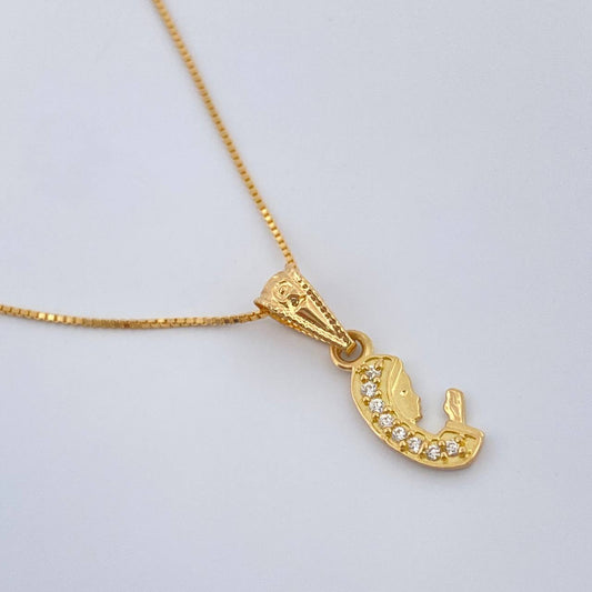 Set Cadena y Dije Veneciana + Virgen Maria 1.8gr / 17 3/4 in / 1mm Oro Amarillo 18K %